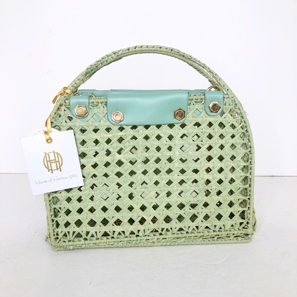 House of Harlow 1960 green hand woven Crossbody handbag - Picture 2 of 9